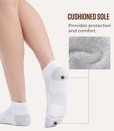 BAMBOO COOL Athletic Ankle Socks Womens Moisture-Wicking 5/6 Pairs - color: White*5, size: Medium