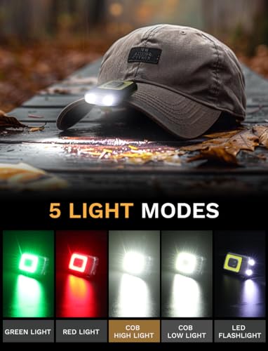 Yls 2 Pack Clip On Running Light - 5 Lighting Modes LED Flashlight, Portable Weatherproof Hat Light, Rechargeable Night Light for Camping, Hiking, Jogging - color: Graphite Gray