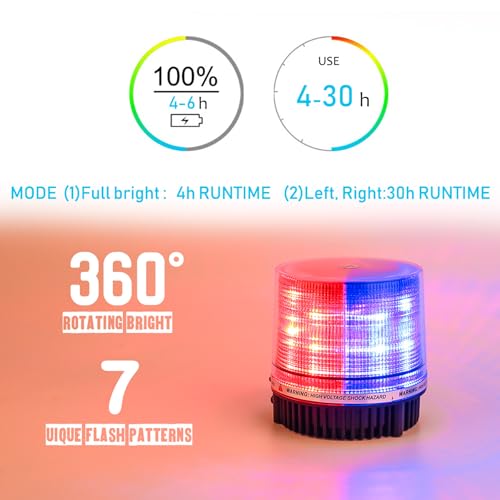 LED Wireless Rotating Beacon Battery Strobe Warning Light Red Blue - color: Red/Blue