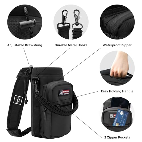 NATURE PIONEOR 26-128 oz Insulated Water Bottle Carrier Holder with Strap - color: Black, size: 18-26oz
