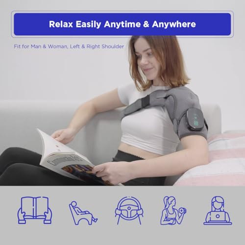 Heated Shoulder Wrap - Cordless Heating Pad Massager With Vibration, 3 Heating and Speed Adjustable Settings, Wearable Brace (2)