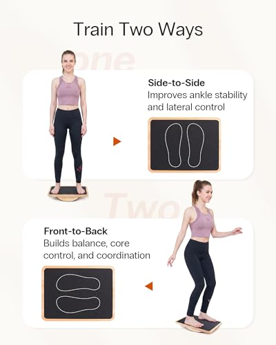 StrongTek Wooden Balance Board, Basic Rocker or Advanced 360° Wobble - color: Standard-Basic