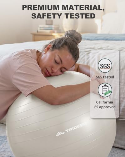 Trideer Yoga Ball for Exercise, Pregnancy, Exercise Ball, Pump Included - color: Off-White, size: L(23-26ines/58-65cm)