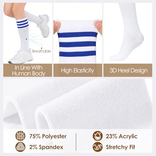 Womens Knee High Striped Socks for Sports, Costumes, Halloween - color: 1 Pack White Blue