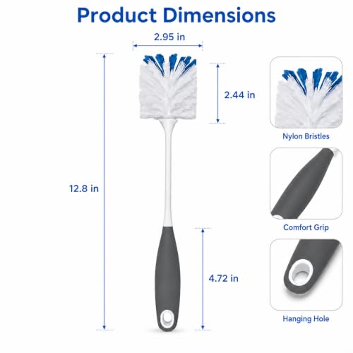 2 Pack Bottle Scrubbing Brushes - color: Gray