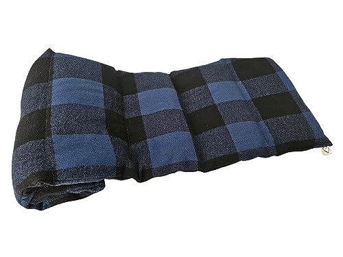 Microwavable LOVEwrap Neck & Shoulder wrap - Unscented 6 x 24 - Flax Seed - Soothes Muscle Ache Pain Relief - Natural Soft Cotton - Warming Muscle Relaxation - Blue Black Buffalo Plaid - color: Cozy - Blue