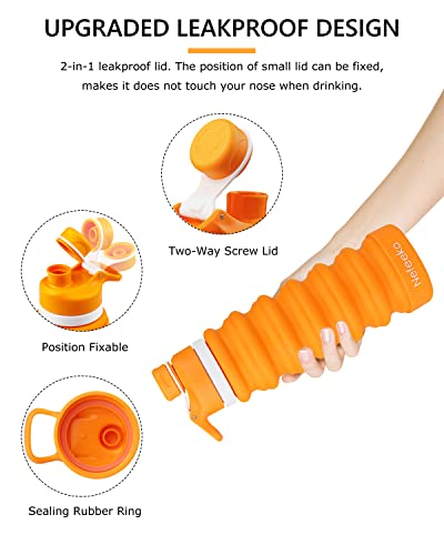 Nefeeko Collapsible Water Bottle, 26oz Silicone Foldable Water Bottles - color: K