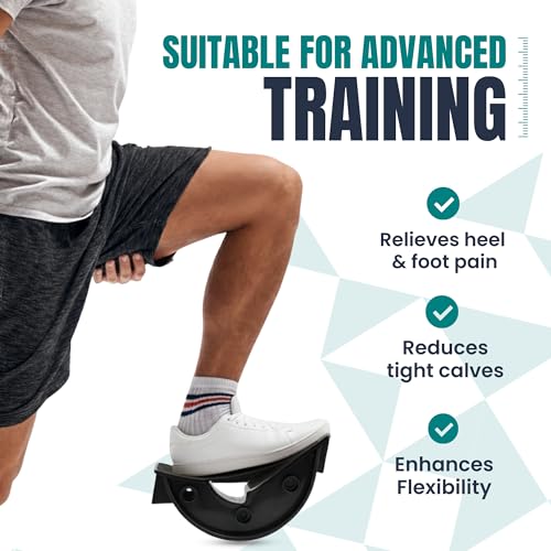 Foot & Calf Stretcher – Premium Stretcher for Plantar Fasciitis, Achilles Tendonitis Relief – Foot Rocker with Durable, Slip-Resistant Design - Stretch Guide for Effective Leg Flexibility - color: Black