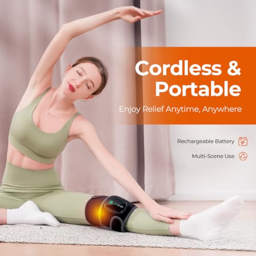 HOMRELEXA Cordless Heated Knee Massager, 3-in-1 Knee Heating Pad, Black 1PC - color: Black-gray 1pc