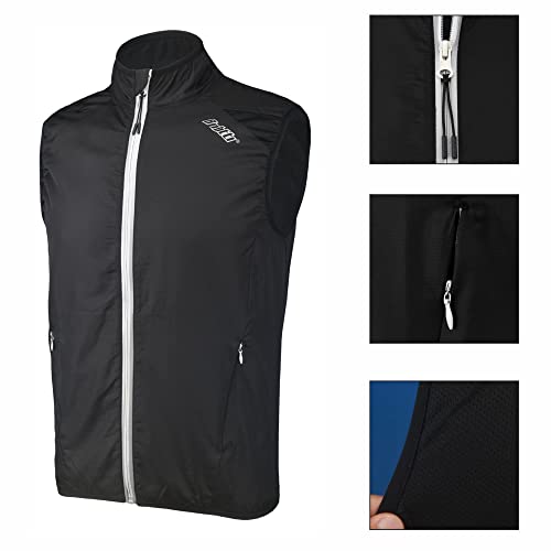 bpbtti Men's Cycling Running Vest Sleeveless Windbreakers With Two side Pockets(2.0) - Windproof, Breathable and Reflective - color: Black, size: Medium
