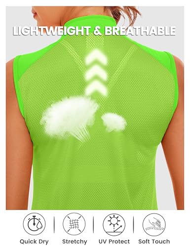 Little Donkey Andy Women's Breathable Cycling Vests full Zip Reflective Sleeveless Jerseys Running Biking Shirts 4 Pockets - color: Fluorescent Yellow, size: Medium