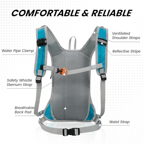 Nepest Hydration Pack Backpack with 2L Water Bladder Reflective Lightweight - color: Teal