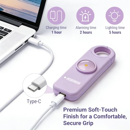 Rechargeable Personal Safety Alarm for Women - color: Lavender Purple