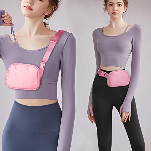 Amazerbst Fanny Pack, Everywhere Belt Bag,40 Inch Adjustable Strap for Women and Men,Waterproof - color: Pink