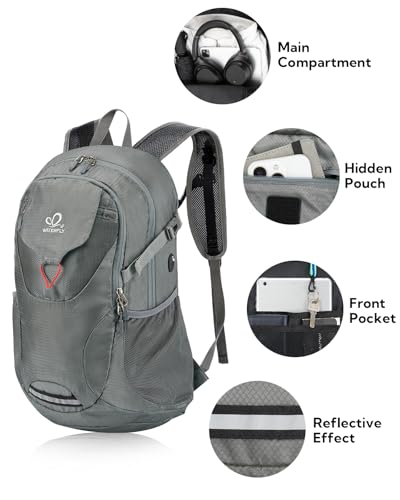 WATERFLY Lightweight Packable Hiking Backpack, 30L Day Pack Grey - color: Grey