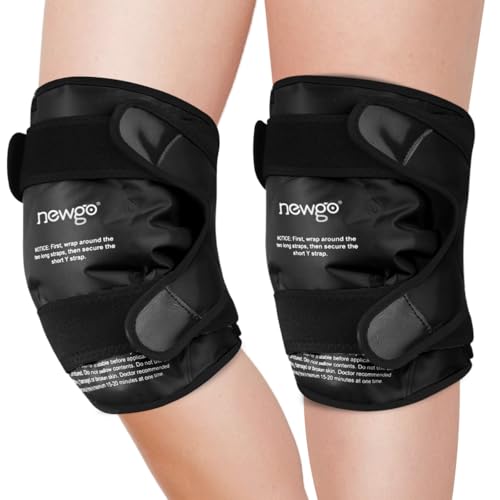 NEWGO Ice Pack for Knee Injuries Reusable, 360° Full Wrap, 2 Pack, Black - color: Regular Black 2-pack
