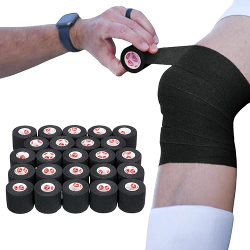 Cramer Eco-Flex Self-Stick Stretch Tape, Cohesive Tape, Flexible Elastic Sports Tape, Athletic Training Supplies, Easy Tear Self-Adherent Bandage Wrap, Bulk Cases, 6 Yard Rolls, Compression Tape - color: Black, size: 2 in x 6 yd - 24 Rolls