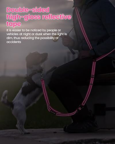 Hands Free Dog Leash, Multifunctional Crossbody Dog Leash - color: RoseRed, size: Large-5.9-9.5ft