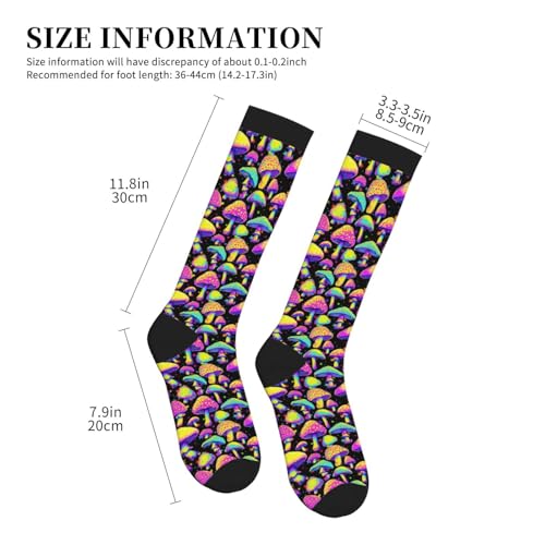 Compression Socks Women Knee High Support Circulation Stockings for Running Cycling Flying - color: Mushroom