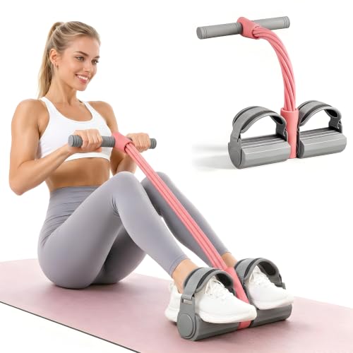 Adjustable Foot Pedal Resistance Bands with Handles - color: Pink