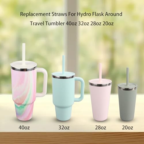 Replacement Straws and Bite Valve for Hydro Flask Around Travel Tumbler 40oz 32oz 28oz 20oz,with 1 Brush (light red) - color: light red