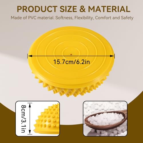 Agatige Foot Massage Ball, Half Round PVC Spiky Foot Wakers Balance Therapy Dome Trigger Point Ball Feet Massage Roller for Yoga Fitness Exercise Gym Massager(Yellow) - color: Yellow