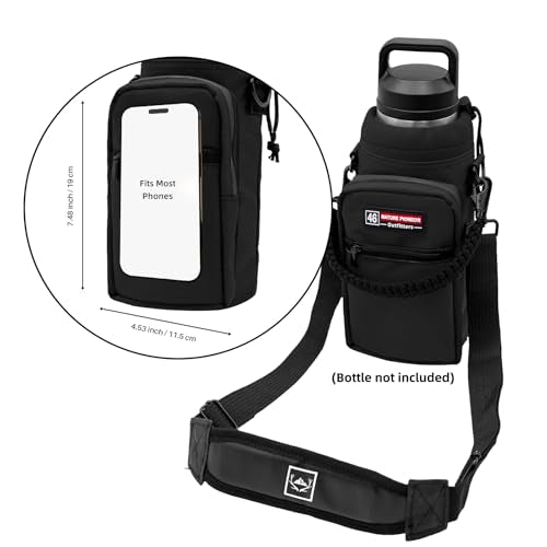 NATURE PIONEOR 26-128 oz Insulated Water Bottle Carrier Holder with Strap - color: Black, size: 40-46oz