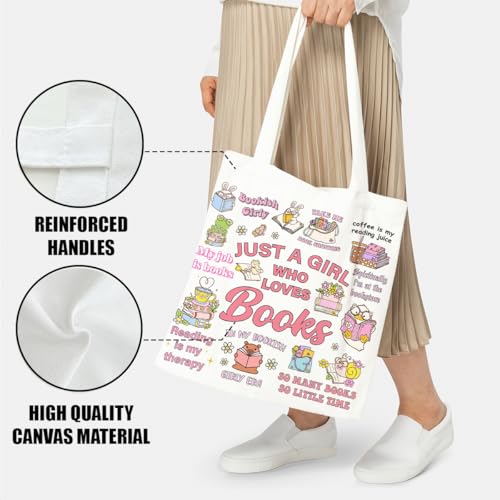 Canvas Tote Bag Gift for Women Girls Friends Shopping Beach Vacation Canvas Tote Bag - color: Bookish
