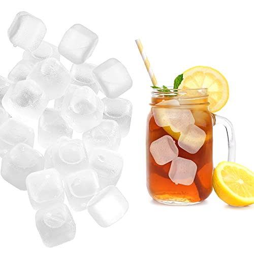 Reusable Ice Cubes for Drinks, 100 Pack Refreezable Plastic Ice Cubes BPA Free for Cocktails, Chills Drinks Without Diluting, Wine, Beer or Coffee Easy To Use - color: White-100Pack