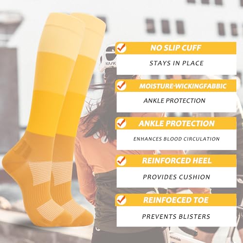 fenglaoda 3 Pairs Compression Socks for Women & Men Knee High Nurse Pregnant Cute Medical Running Travel Athletic - color: 00-3pairs-05, size: Large-X-Large