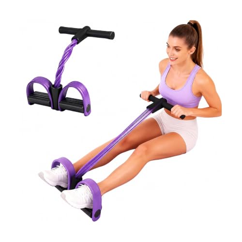 Multifunction Tension Rope, 6-Tube Elastic Yoga Pedal Puller Resistance Band, Natural Latex Tension Rope Fitness Equipment, for Abdomen/Waist/Arm/Leg Stretching Slimming Training - color: Purple