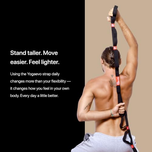 Yogaevo Elastic Stretching Strap With Loops For Physical Therapy - color: Black