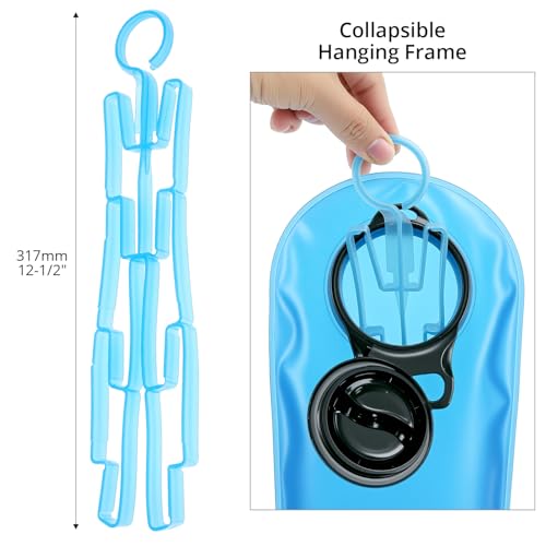 QWORK 4-Piece Hydration Bladder Cleaning Kit - Complete Backpack Reservoir Accessories Set with Brushes, Collapsible Drying Frame & Carrying Pouch