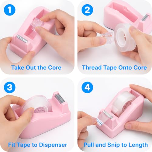 OWLKELA Lightweight Desktop Tape Dispenser, Pink, 1 Pack - color: Pink, size: 1 Pcs