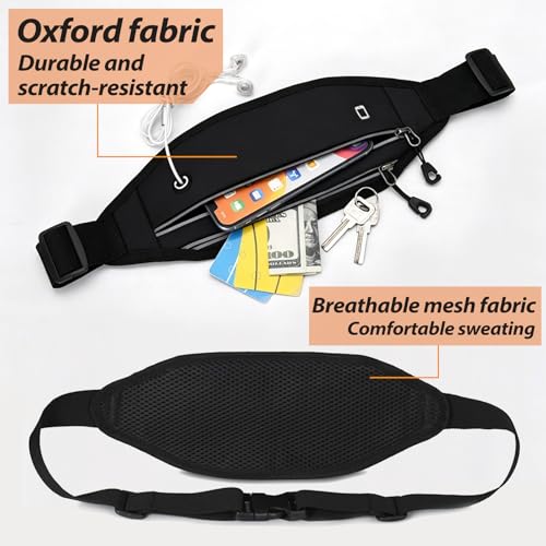 Fanny Packs for Women Men,Travel Money Pouch,Adjustable Running Belt,Black - color: Black