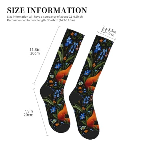 Cute Compression Socks Knee High Support Stockings Women Men - color: Foxes Wildflower
