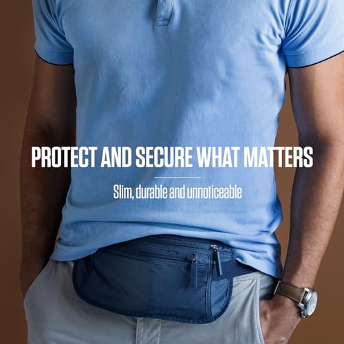 VENTURE 4TH Travel Money Belt, RFID Blocking Passport Holder - Sleek Blue - color: Sleek Blue