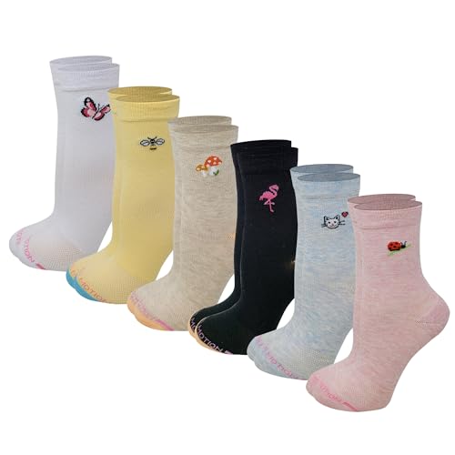 Mid-Crew Compression Socks | Half-Cushion | Dr Motion ( 6 Pairs ) - color: Assorted a