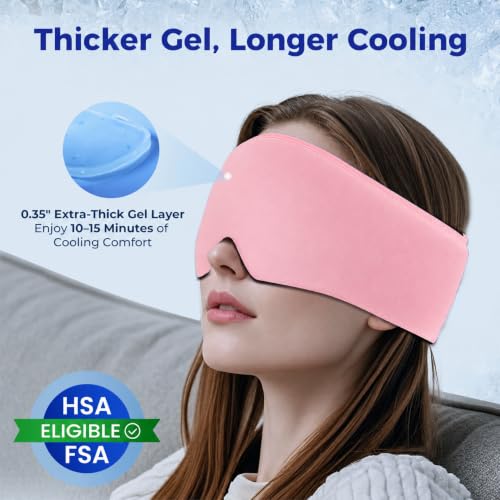 2 Pack Cooling Gel Eye Mask for Puffy Eyes, Migraine Relief, FSA Eligible - color: Black&pink