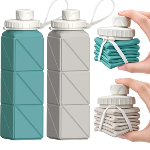 BEAUTAIL Collapsible Water Bottles 21oz/610mL, Silicone Travel Water Bottle - color: Blue+Starlight