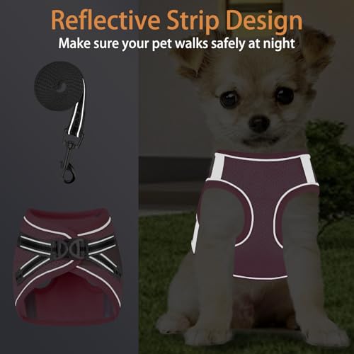 Cat Harness and Leash Set, Adjustable Soft Vest with Reflective Strap - color: pink-2, size: Small(chest:9''-11.5'')