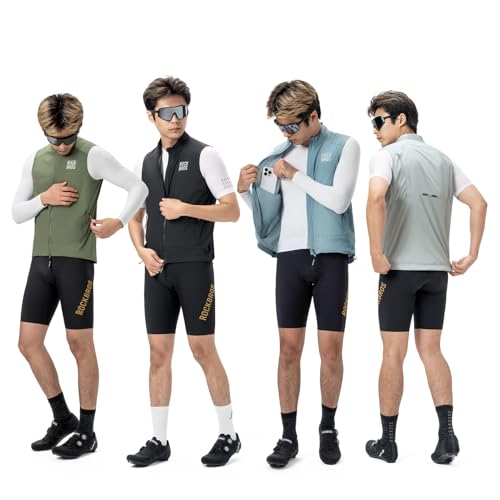 ROCKBROS Men's Cycling Vest Sleeveless Windproof Two-way Zipper Road Bike - color: Black, size: XX-Large