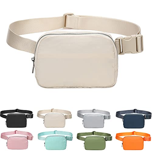 Fanny Belt Bag Waist Pack Crossbody Bags Bum Bag for Running Hiking Travel Workout Adjustable Strap for Women -beige - color: beige