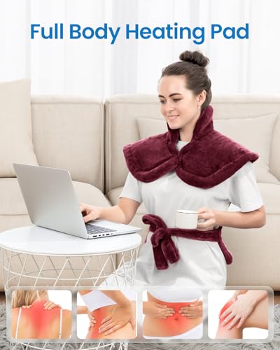 RENPHO Electric Heating Pad for Back, Neck & Shoulders, Christmas Gift - color: Crimson, size: 24"x33"