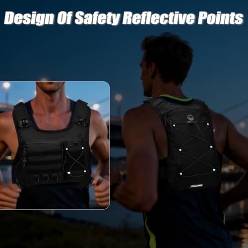 Running Vest with 2L Leakproof Water Bladder, Chest Pack for Hunting with Insulated Compartment for Men & Women Running, Cycling, Camping, Hiking, Skiing