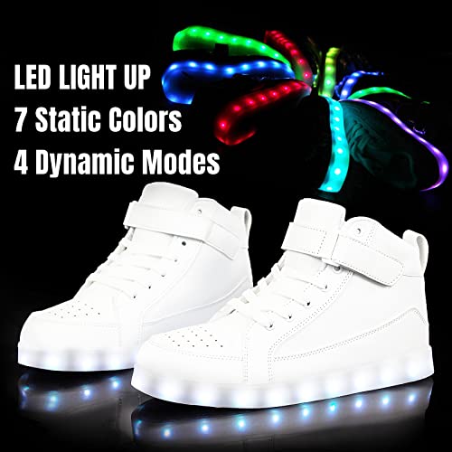 IGxx LED Light Up Shoes for Kids Boys Girls Sparkly Sneakers - color: White, size: 10 Toddler