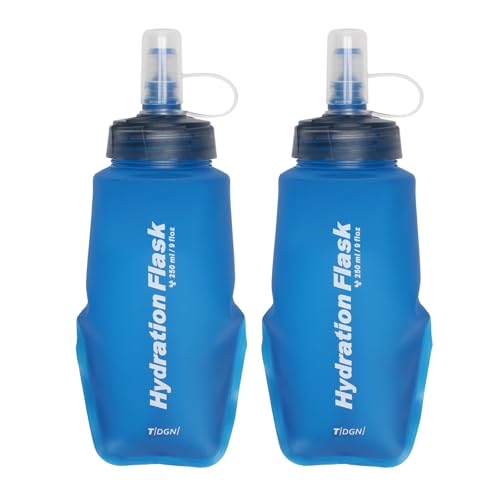 TRIWONDER Running Water Bottle Handheld Plastic Flask Hydration Vest Packs Waist Belt Replacement for Runners Marathon Cycling Hiking - color: 03 Soft Flasks - Blue - 250ml/8.45oz - 2 Packs
