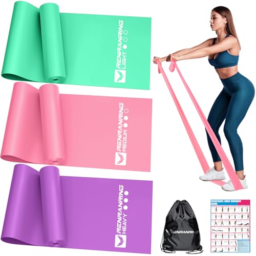 Resistance Bands Set, Exercise Bands for Physical Therapy, Pilates, Yoga - color: Pink, Purple, Green, size: 4.9FT