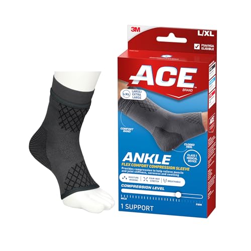 ACE Brand Flex Comfort Compression Ankle Sleeve 208705, L/XL - size: Large/X-Large