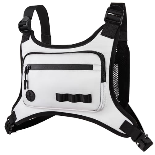 KINGSLONG Running Vest, Chest Bag for Men, Chest Pack, Hiking (F-White) - color: F-White